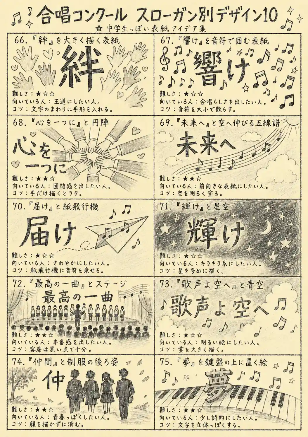 合唱コンクール表紙絵で最優秀賞を獲る構図と簡単シルエット作成のコツ