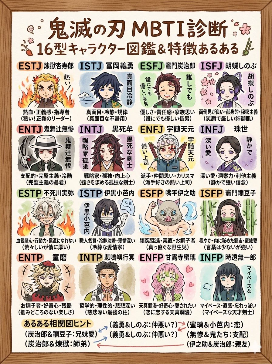 鬼滅の刃キャラのMbtiタイプ一覧｜柱＆炭治郎の性格を徹底考察