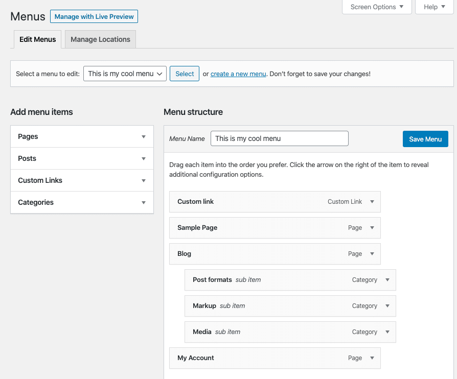 Dropdown Menu Wordpress
