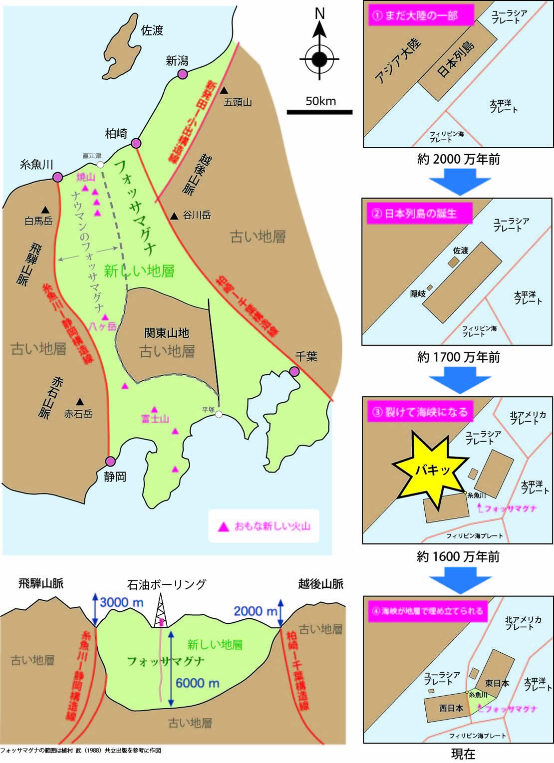 フォッサマグナとは？断層との違いや成因を分かりやすく徹底解説