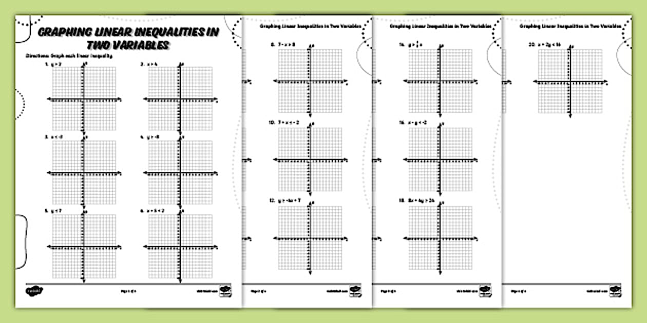 Graphing Inequalities in Two Variables Worksheet
