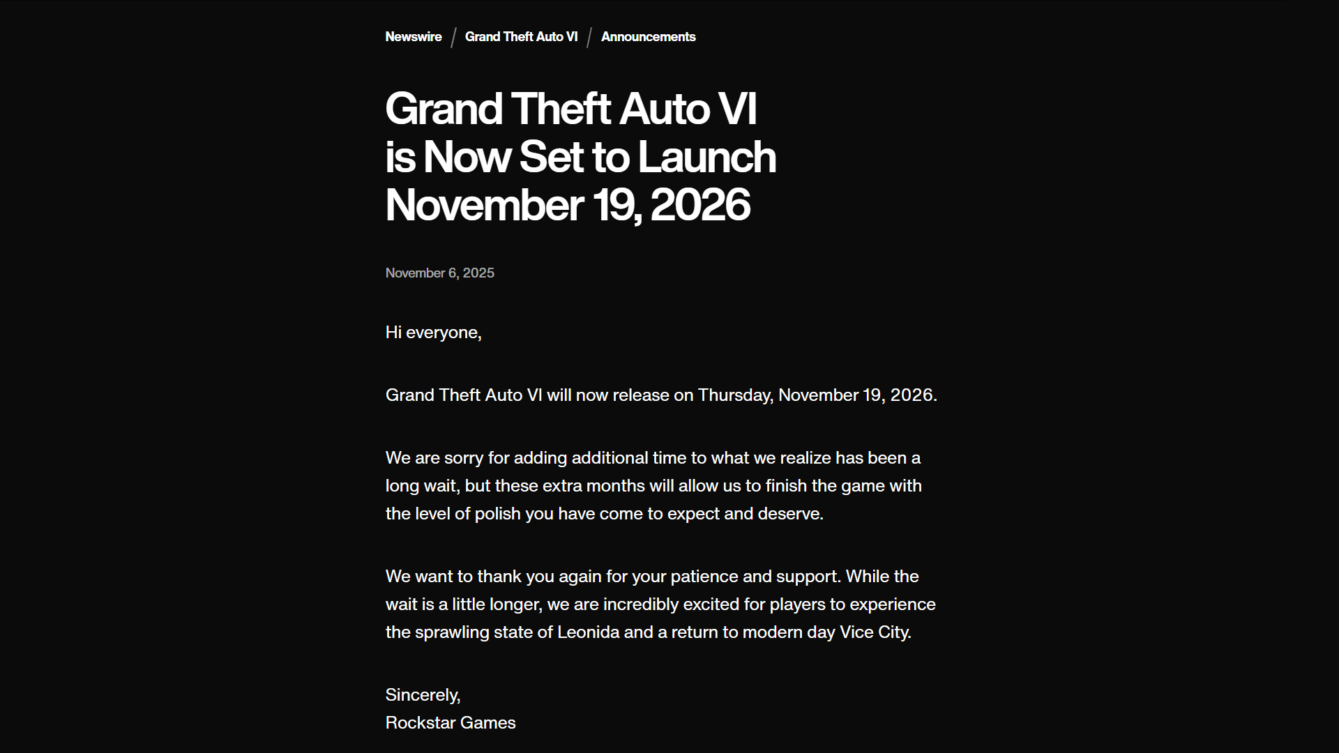 Gta 6 Delay Why Rockstar Insists Game Will Not Launch Until It Is Perfect