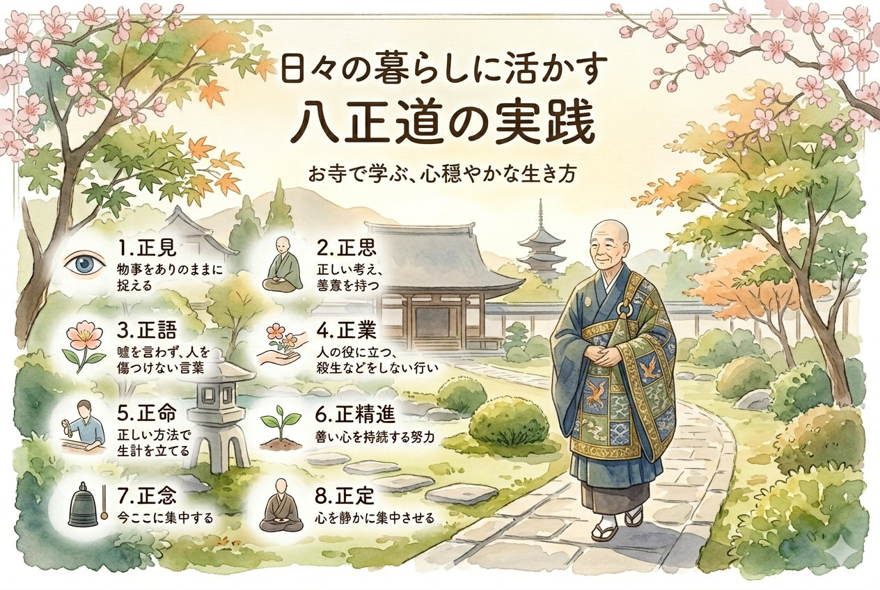 八正道とは何か？苦しみを消し心を整える８つの実践法と現代活用術