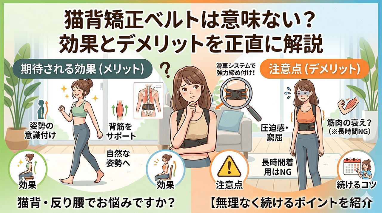 猫背矯正ベルトは効果ある？意味ない噂の真相と失敗しない選び方