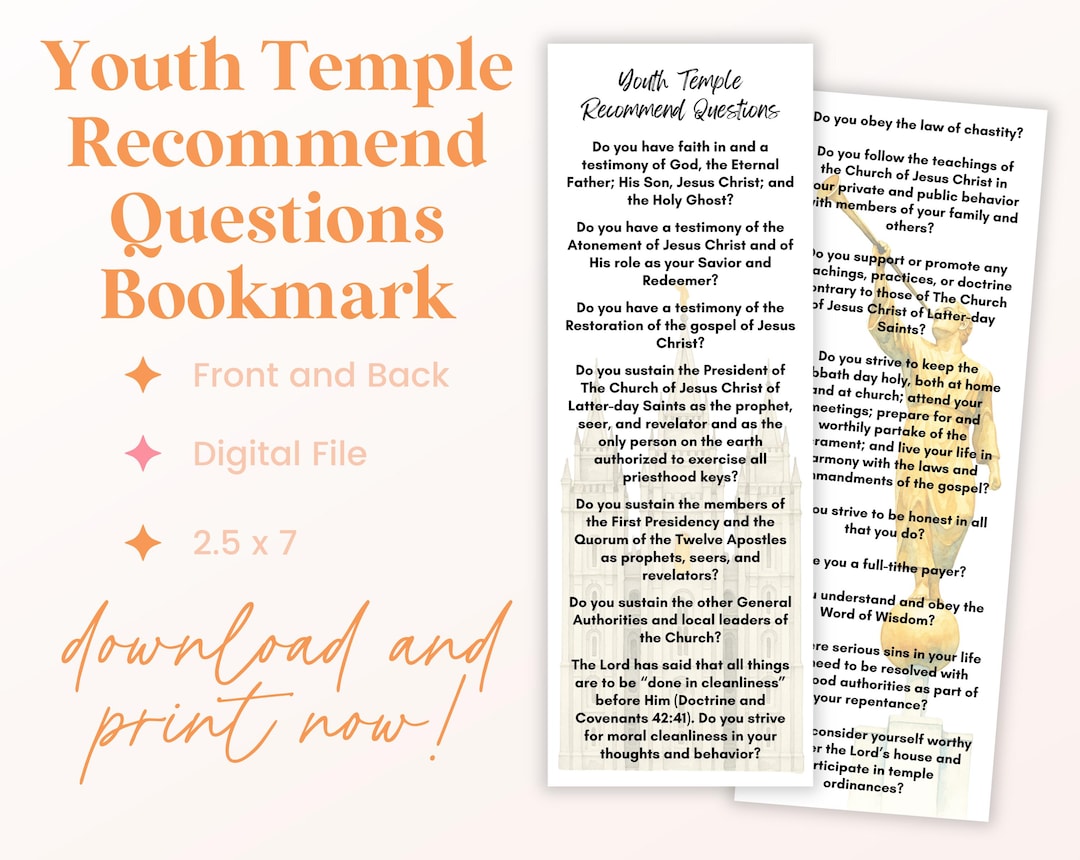 Temple Recommend Questions for Youth Lds