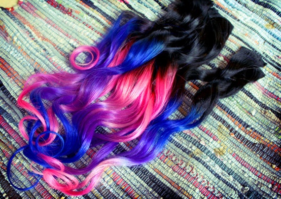 Purple and Blue Hair Tips