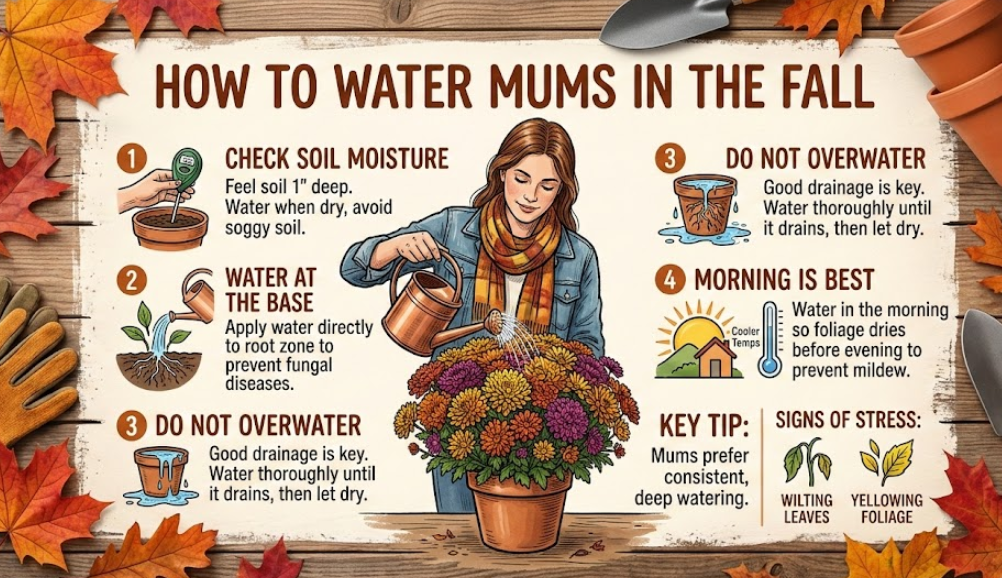 Water Mums Deeply Once or Twice a Week for Best Fall Blooms