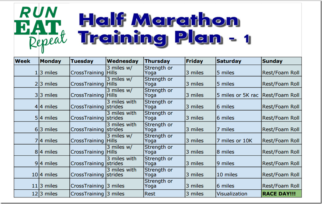 2 Month Training Program for Half Marathon