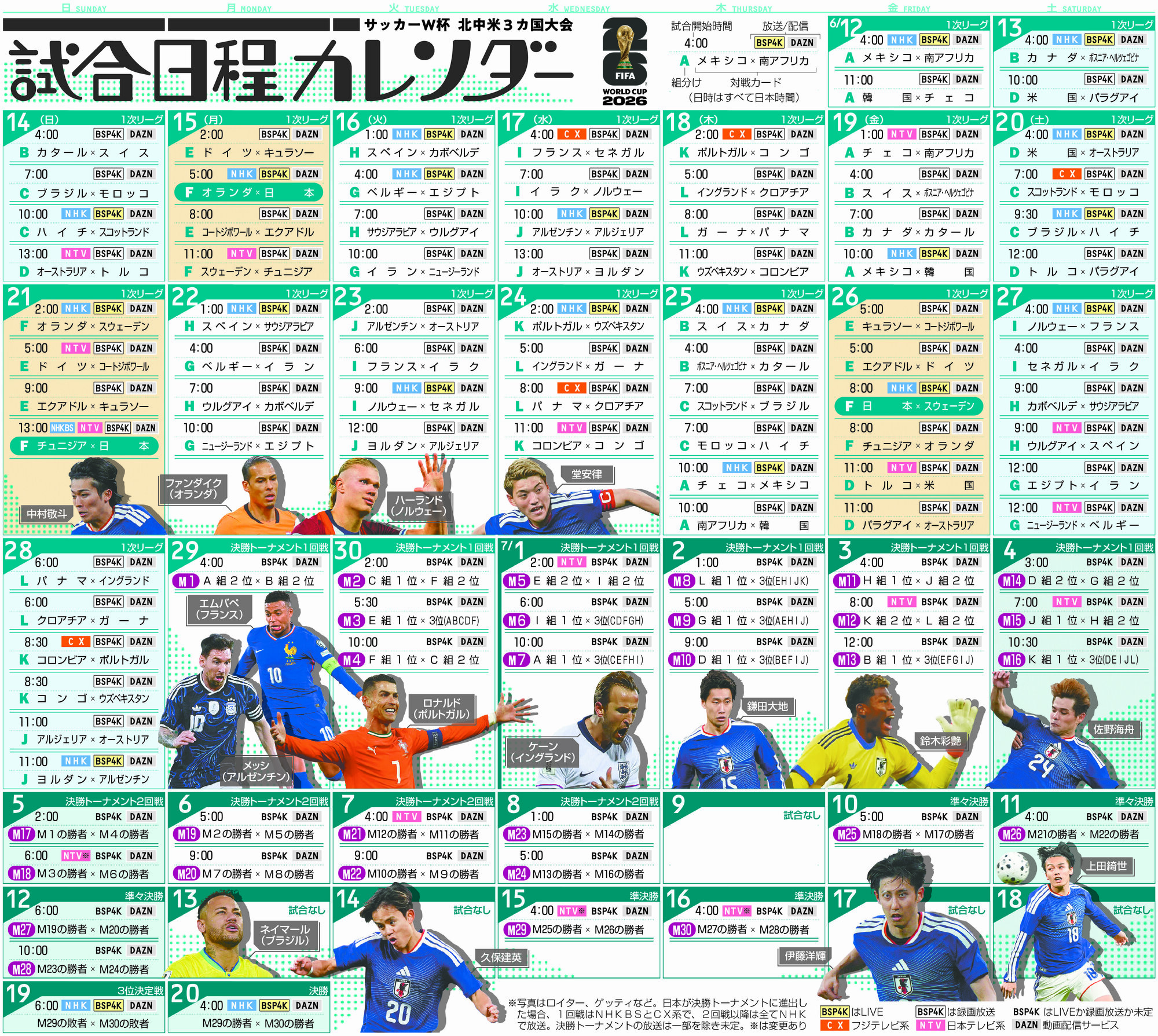 【2026最新】ワールドカップ日本代表の日程は？テレビ放送予定を徹底解説！