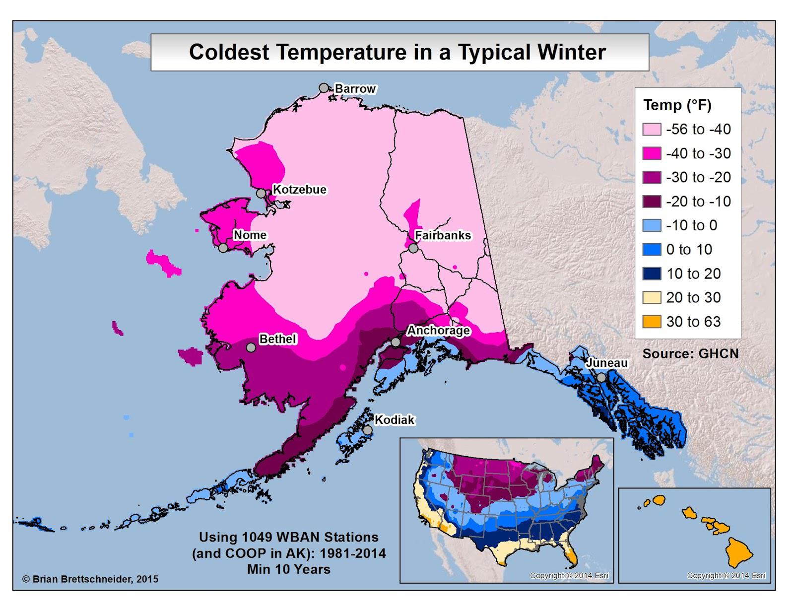 Temperature in Alaska in Winter