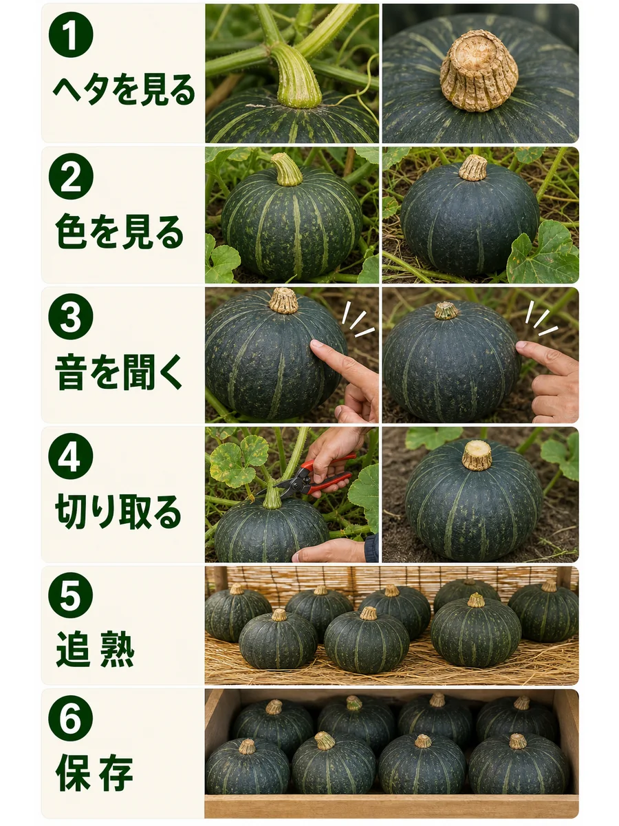 かぼちゃ収穫の目安はヘタを見よ！完熟サインと甘くなる追熟の真相