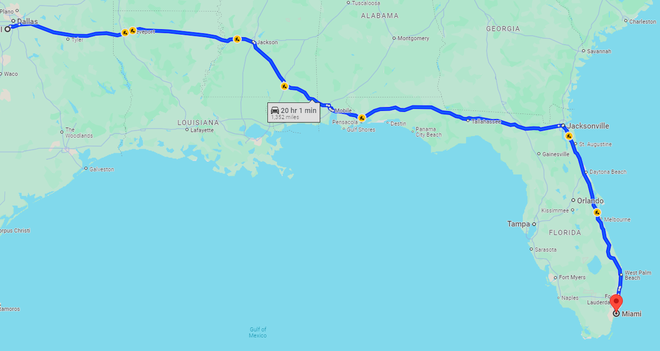 How Far Is Miami from Dallas Tx