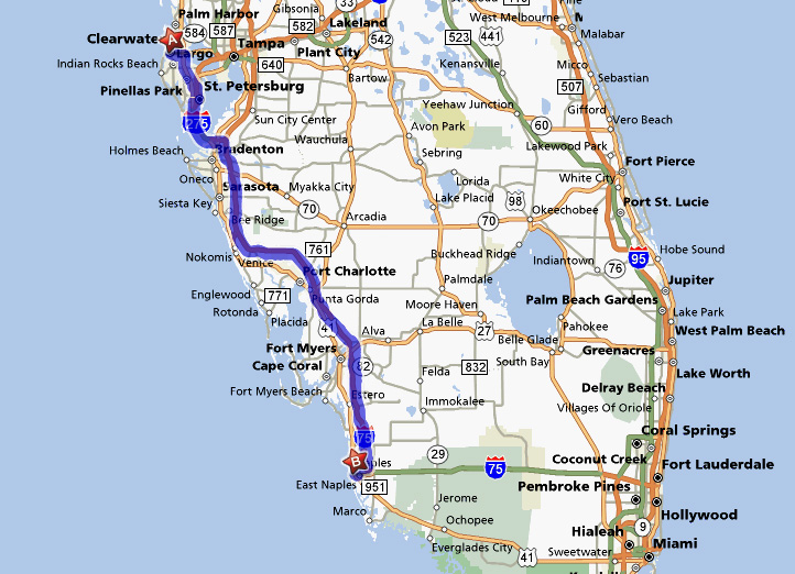 How Far Is Sarasota from Clearwater Florida