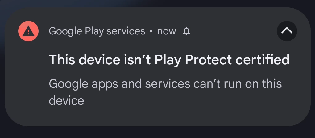 Device Is Not Play Protect Certified