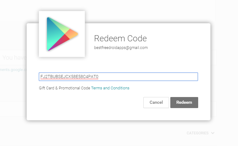 Free Redemption Codes for Google Play Store