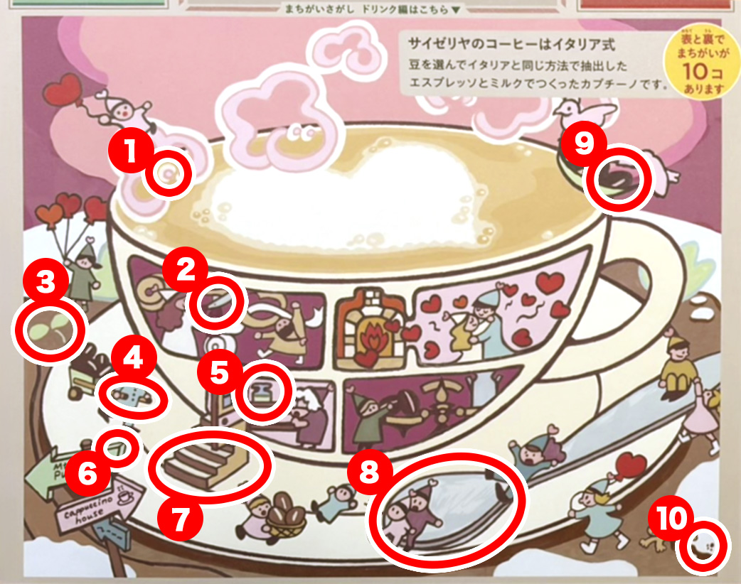サイゼリヤ間違い探し最新の答え全10箇所！超難問の真相と歴代分析