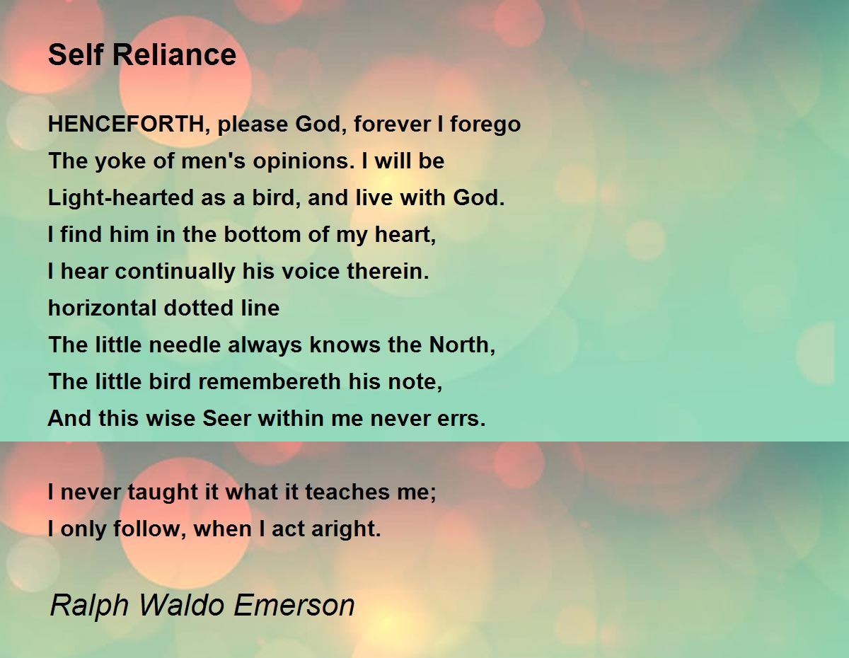 What Is Self Reliance by Ralph Waldo Emerson About