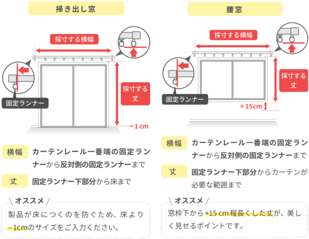 カーテンの長さで失敗しない黄金比｜掃き出し窓・腰高窓の測り方と計算式