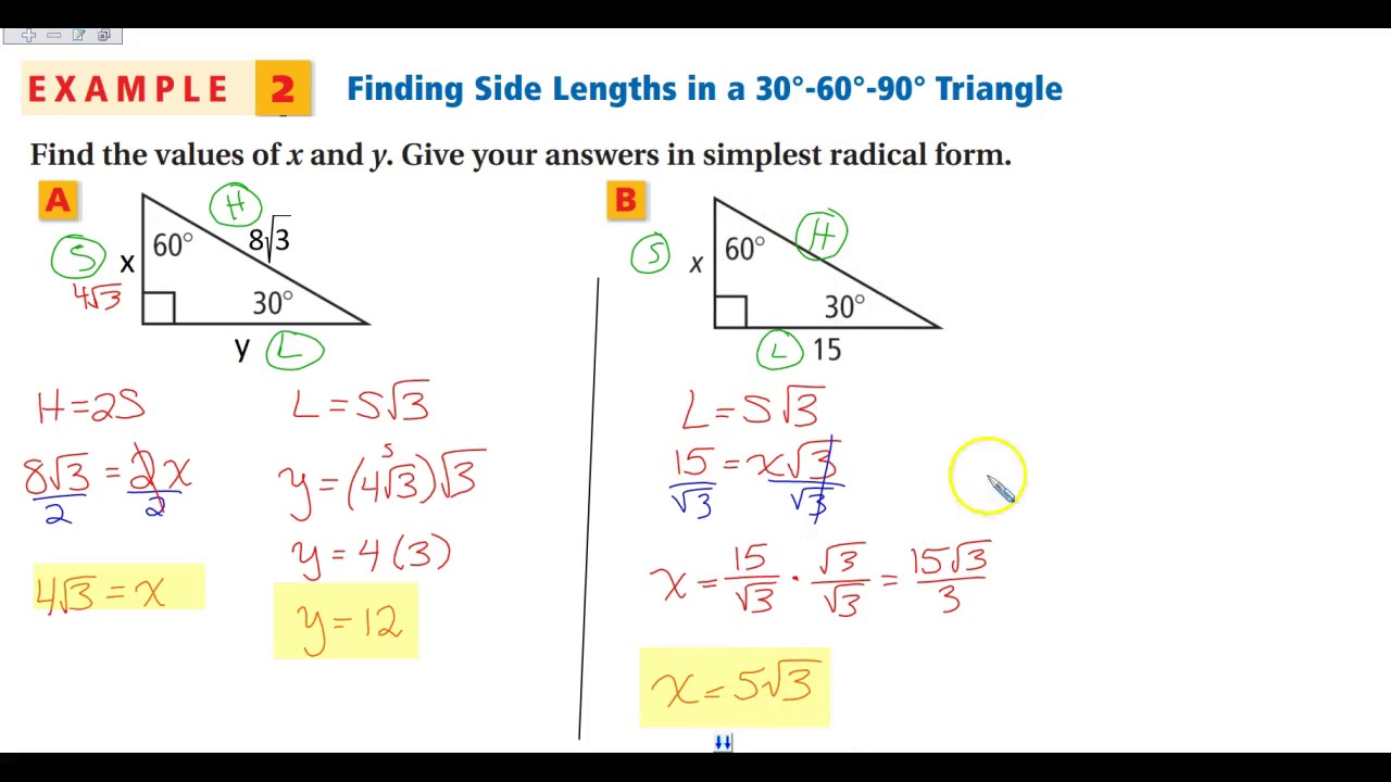 30 60 90 Triangle Worksheet with Answers