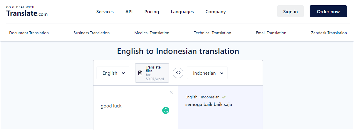 Indonesia to English Translation