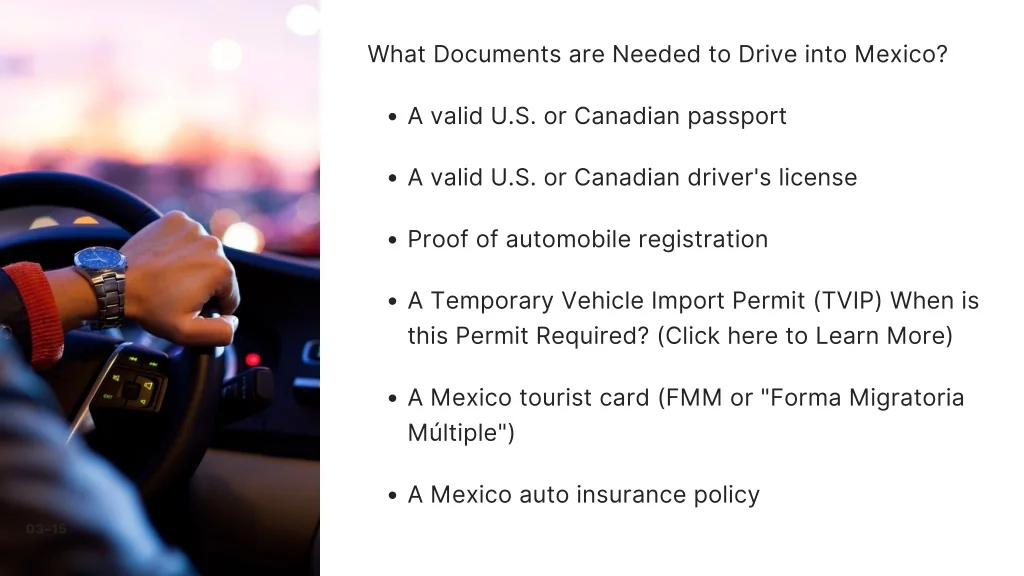 Driving into Mexico Requirements