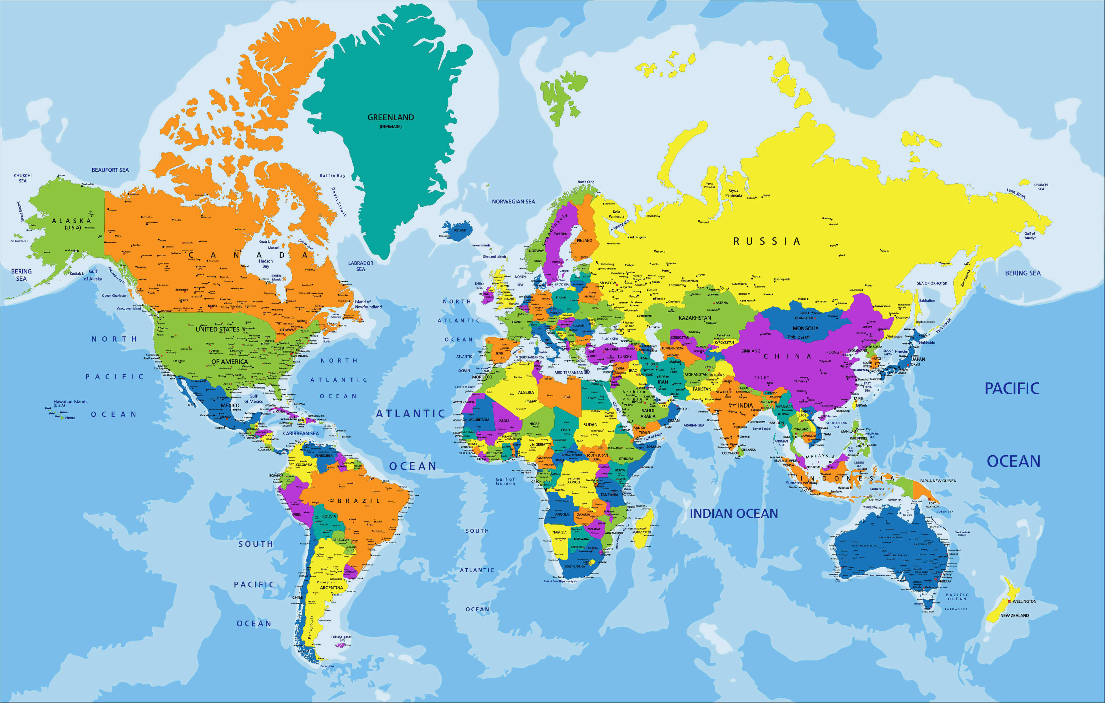 Continents of the World Map with Countries