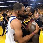 Lebron James and Steph Curry Kiss