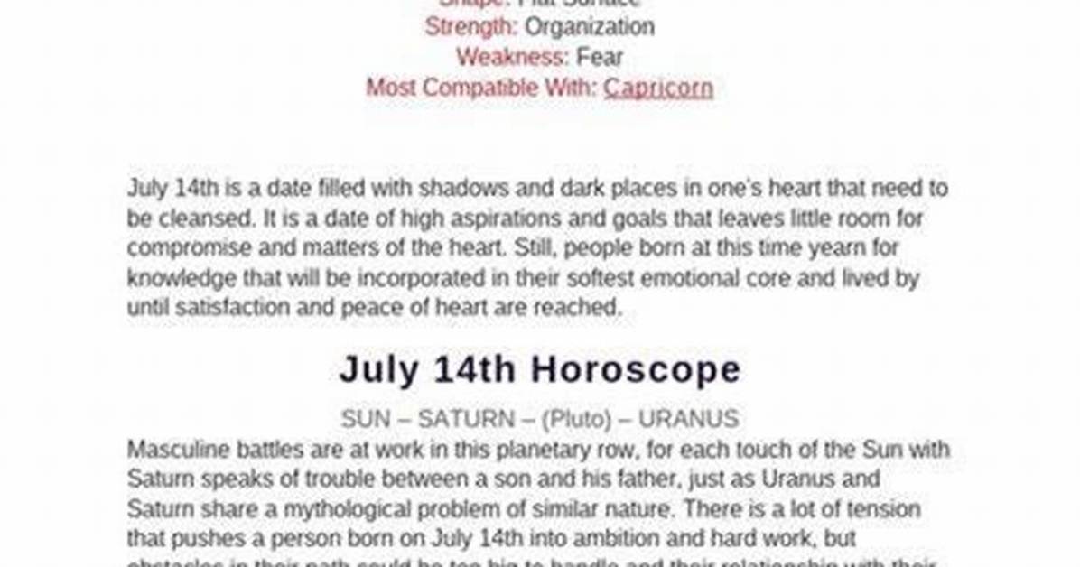 Unveiling the Mysteries of the July 14Th Zodiac Sign