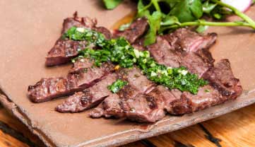 Grilled Skirt Steak with Rosemary and Chimichurri