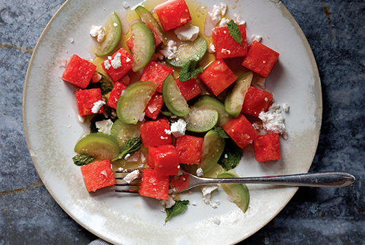 Watermelon & Tomatillo Salad with Feta Cheese